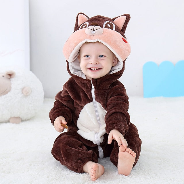 Baby Hooded Cartoon Rompers