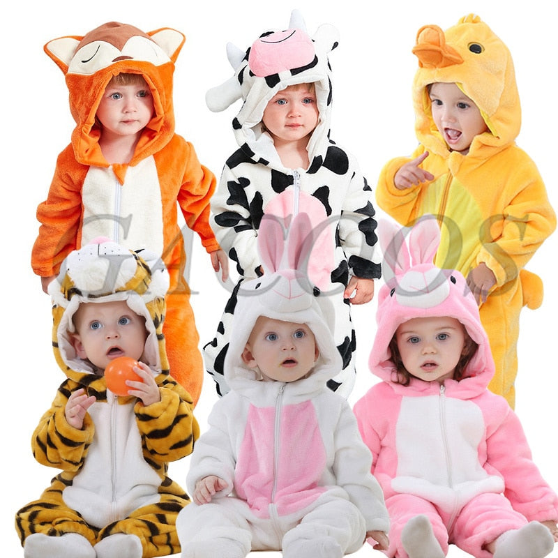 Baby Hooded Cartoon Rompers